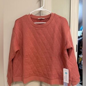 Quilted Coral Sweatshirt
